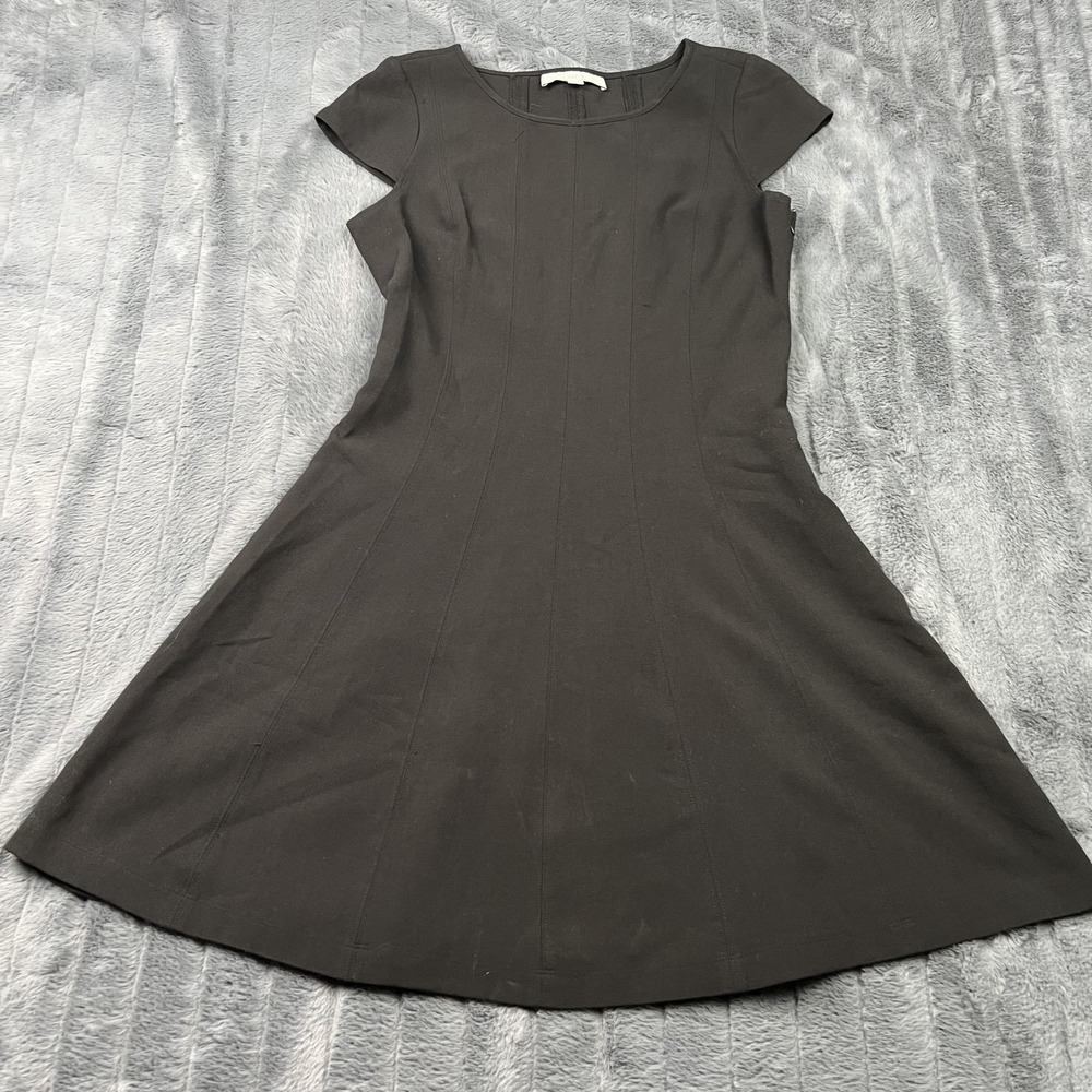 LOFT Dress Womens 4 Black Fit & Flare Cap Sleeve Knee Length Workwear Business